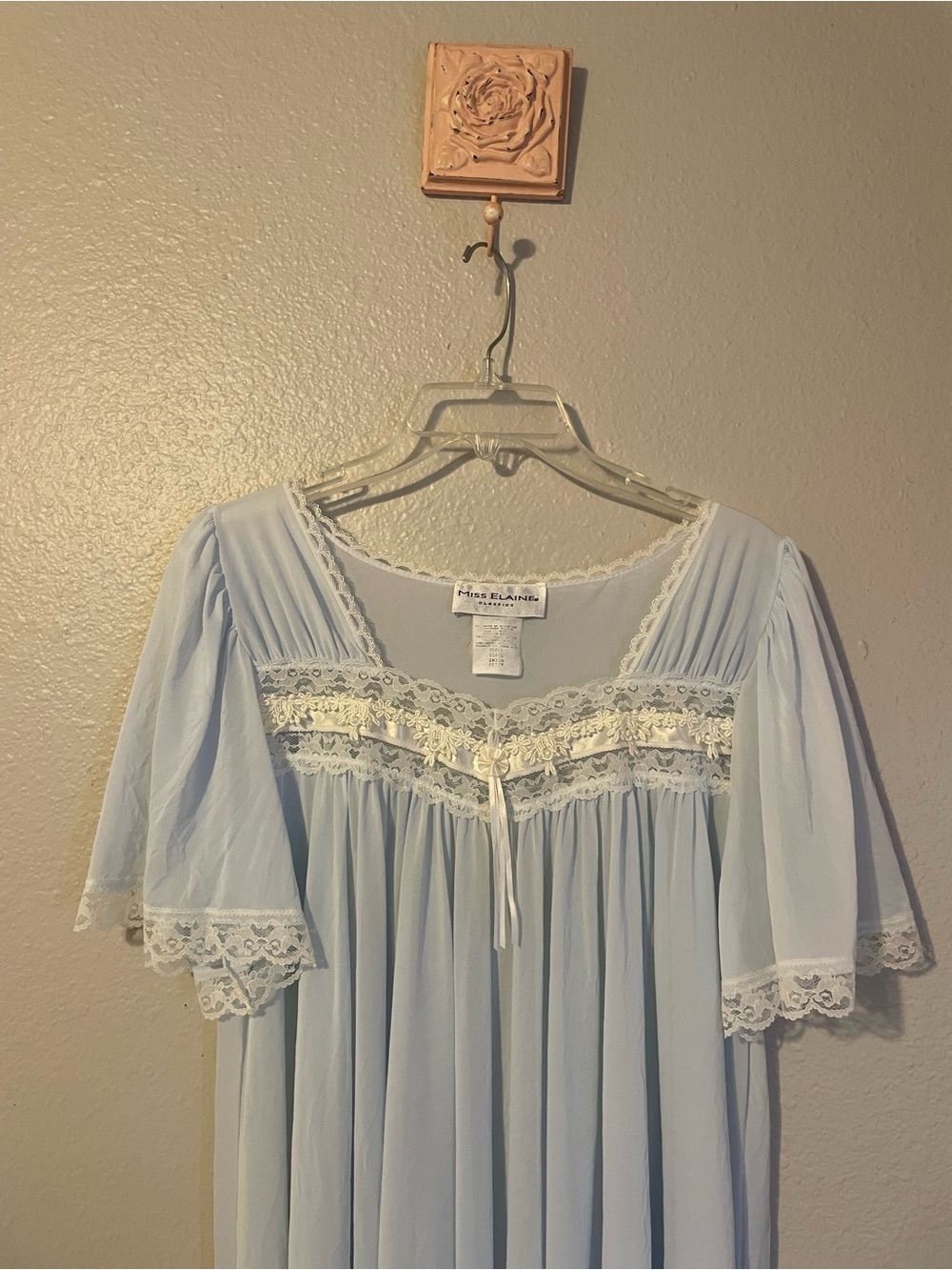 Miss Elaine Light Blue Lace-Trim Nightgown - Picture 3 of 6